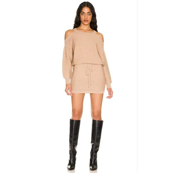 All The Ways Dresses & Skirts - All The Ways Priya cold shoulder sweater mini dress Oatmeal NWT - Size M